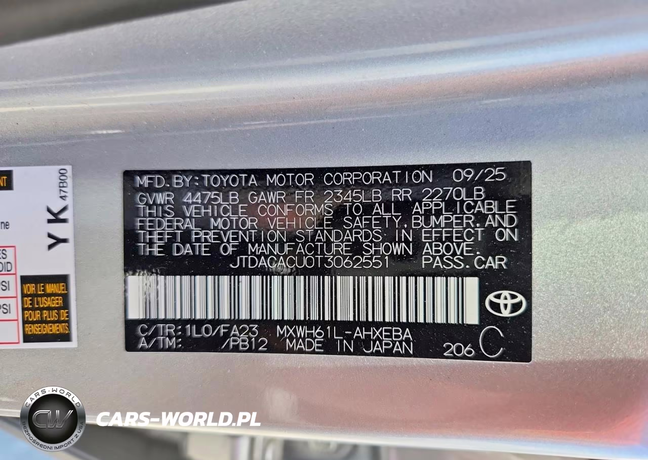 2026 Toyota Prius Plug-In Hybrid Se VIN:JTDACACU0T3062551 - 12