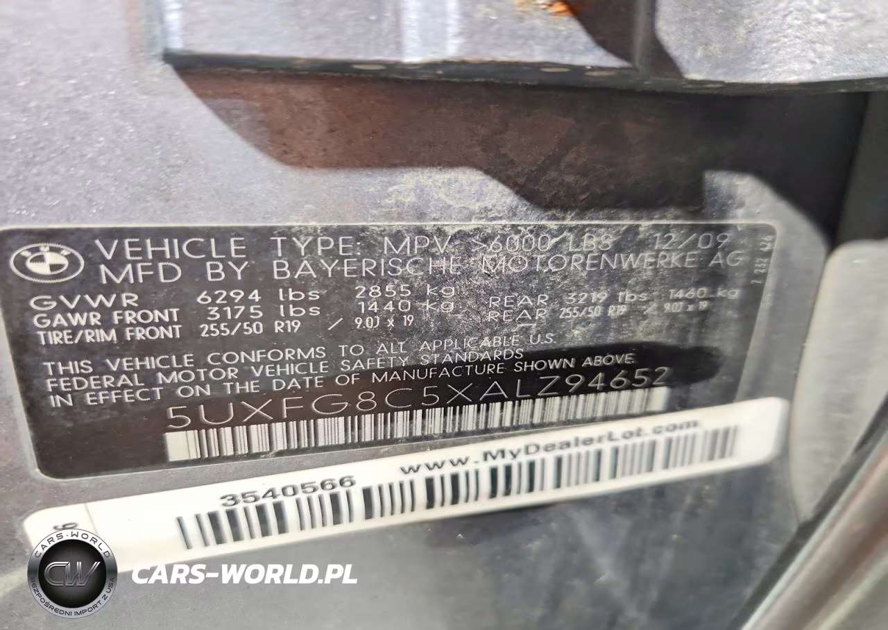 2010 BMW X6 xDrive50I VIN:5UXFG8C5XALZ94652 - 13