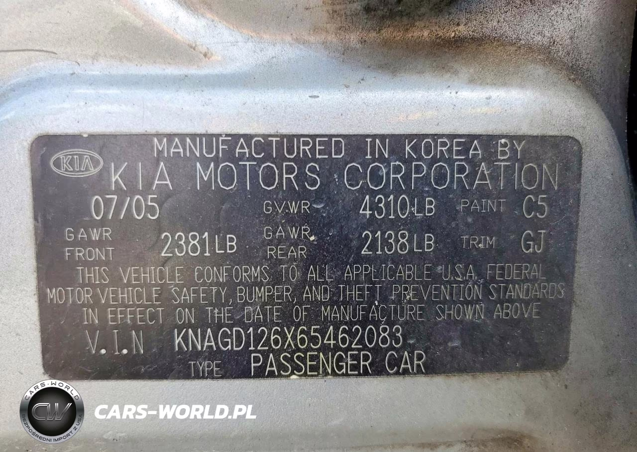 2006 Kia Optima Lx VIN:KNAGD126X65462083 - 12