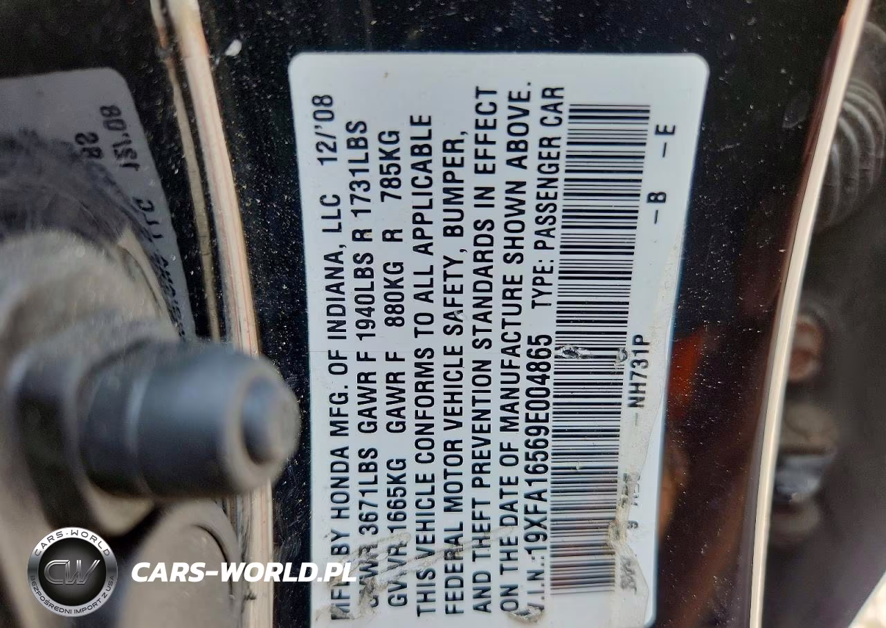 2009 Honda Civic Lx VIN:19XFA16569E004865 - 13