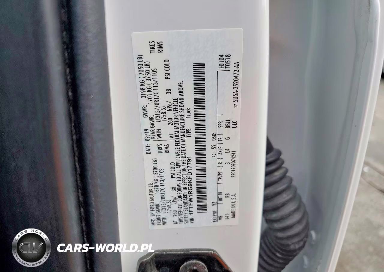2019 Ford F150 Raptor VIN:1FTFW1RG9KFD17791 - 13