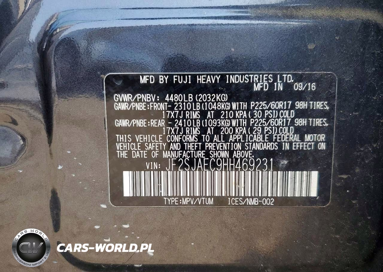 2017 Subaru Forester 2.5I Premium VIN:JF2SJAEC9HH469231 - 12