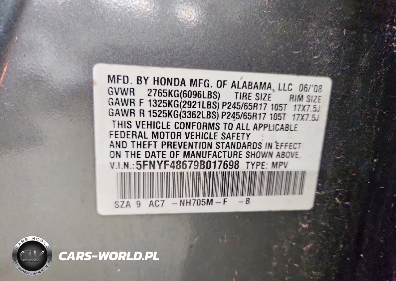 2009 Honda Pilot Ex-L VIN:5FNYF48679B017698 - 13