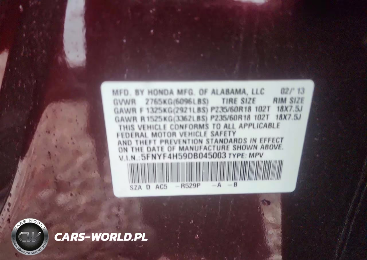 2013 Honda Pilot Exl VIN:5FNYF4H59DB045003 - 13
