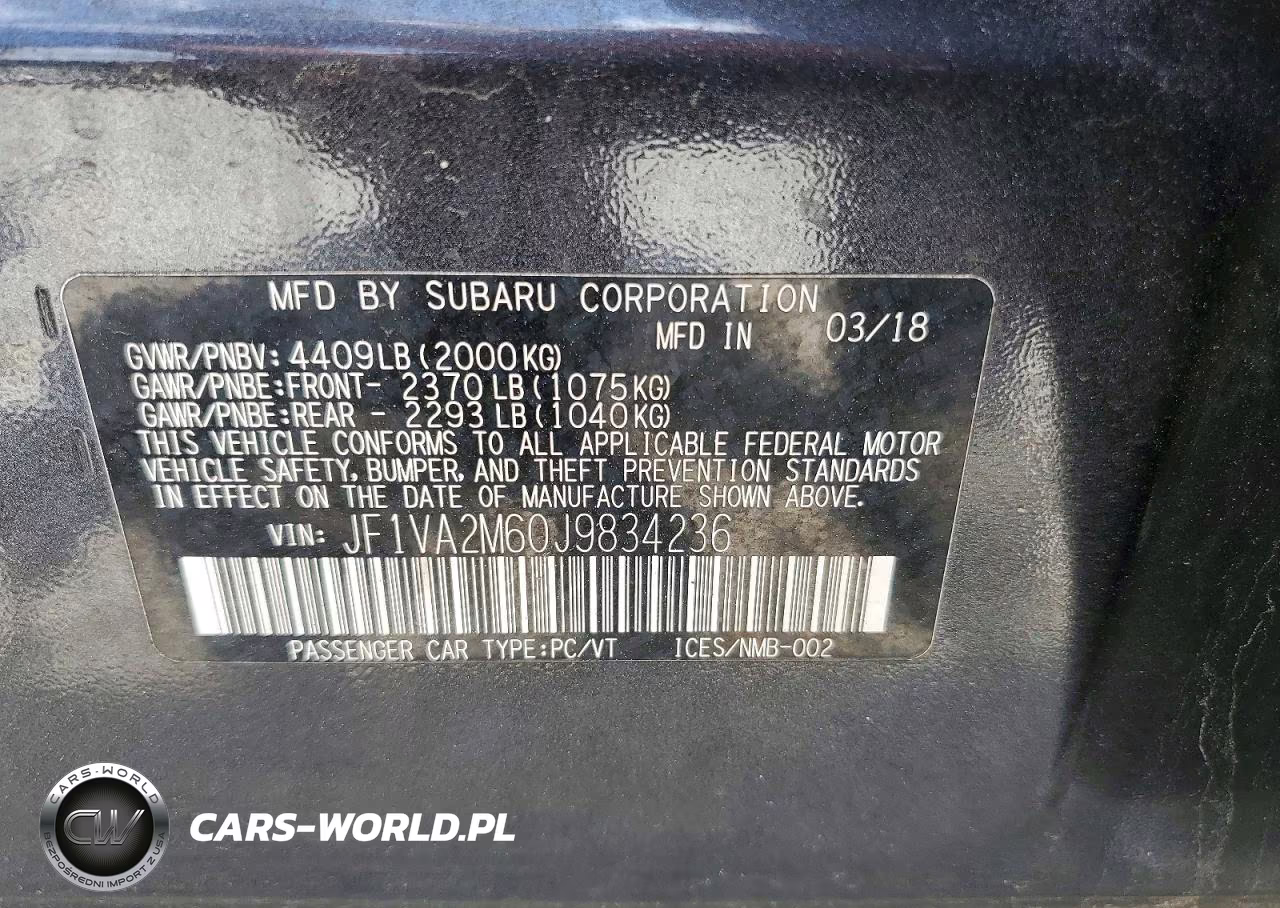 2018 Subaru Wrx Sti VIN:JF1VA2M60J9834236 - 13