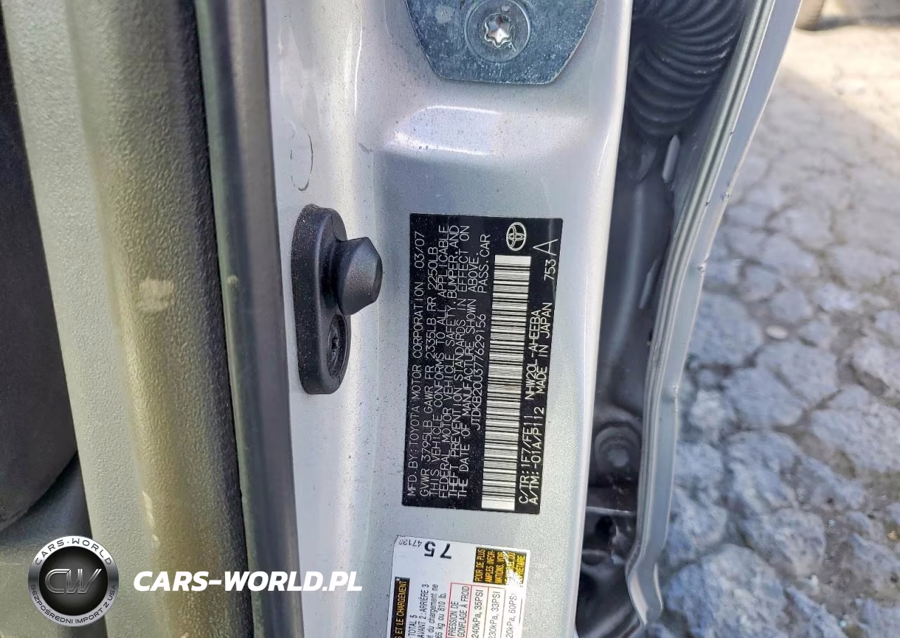 2007 Toyota Prius Base VIN:JTDKB20U377629156 - 12