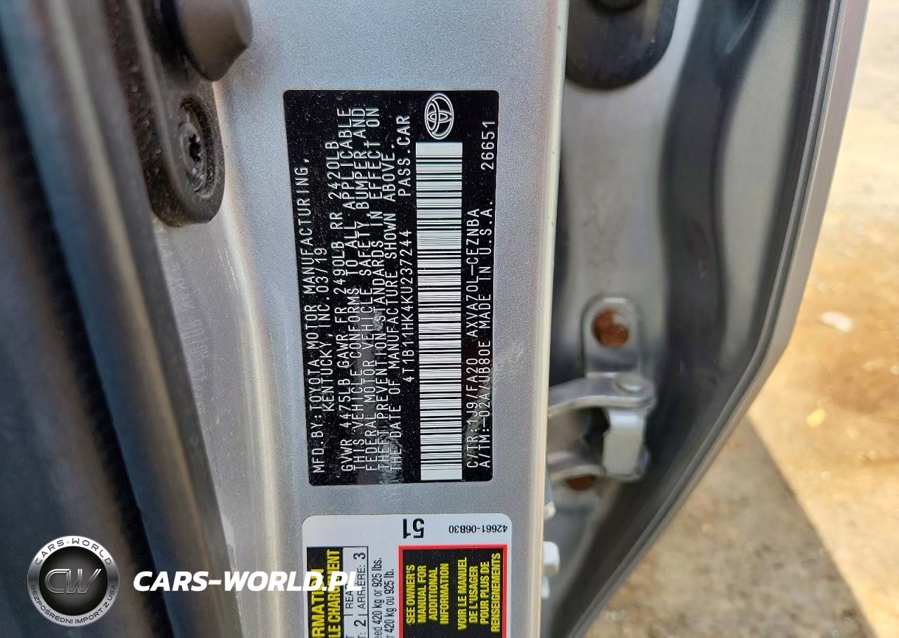 2019 Toyota Camry Le VIN:4T1B11HK4KU237244 - 13