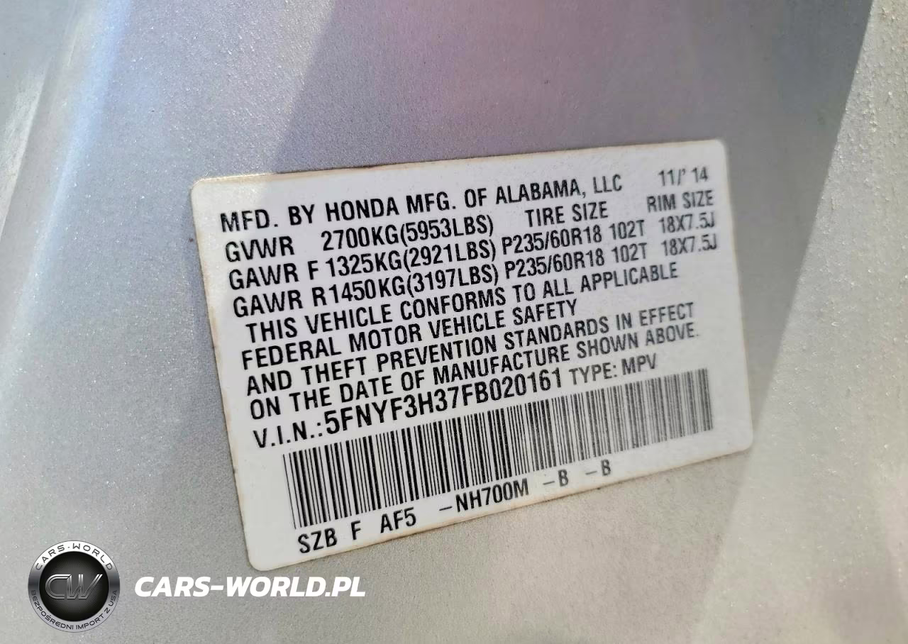 2015 Honda Pilot Se VIN:5FNYF3H37FB020161 - 13