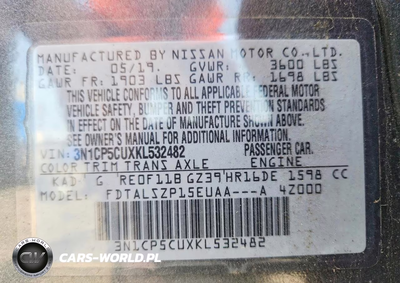 2019 Nissan Kicks Sv VIN:3N1CP5CUXKL532482 - 13