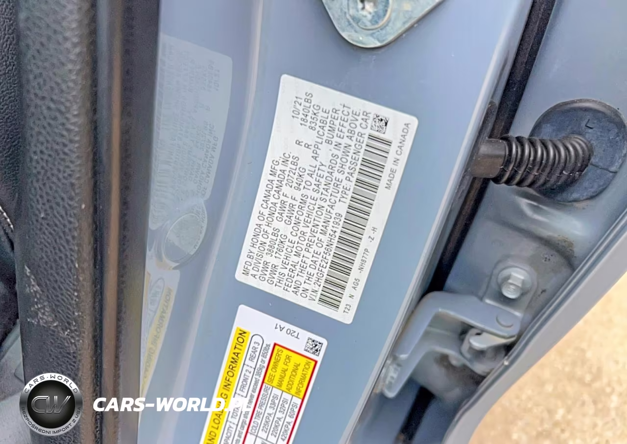 2022 Honda Civic Sport VIN:2HGFE2F56NH541939 - 10