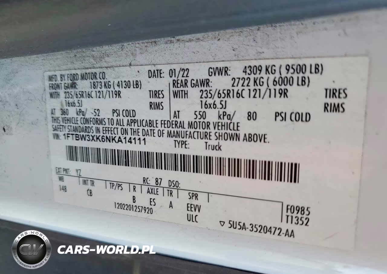 2022 Ford Transit 350 Delivery Van VIN:1FTBW3XK6NKA14111 - 12