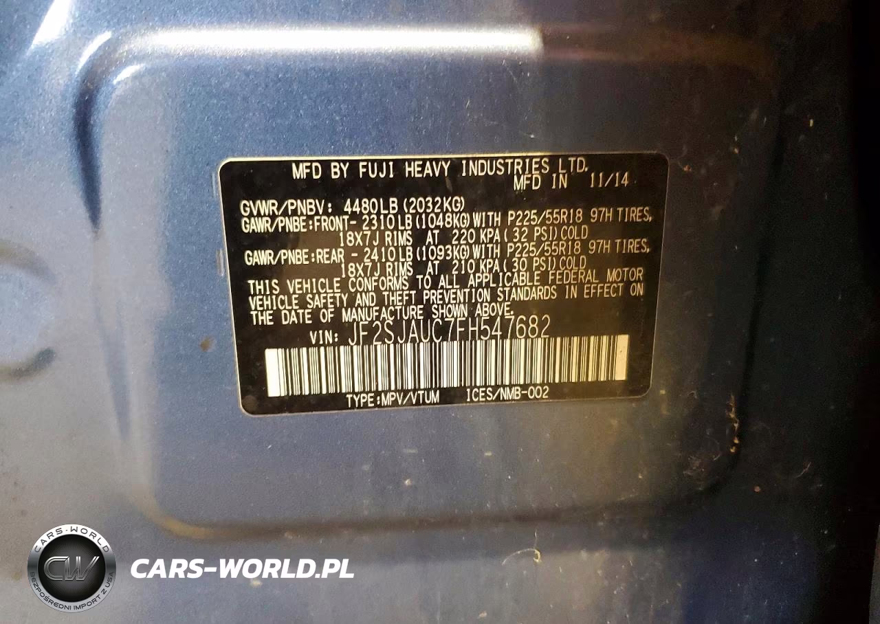2015 Subaru Forester 2.5I Touring VIN:JF2SJAUC7FH547682 - 12
