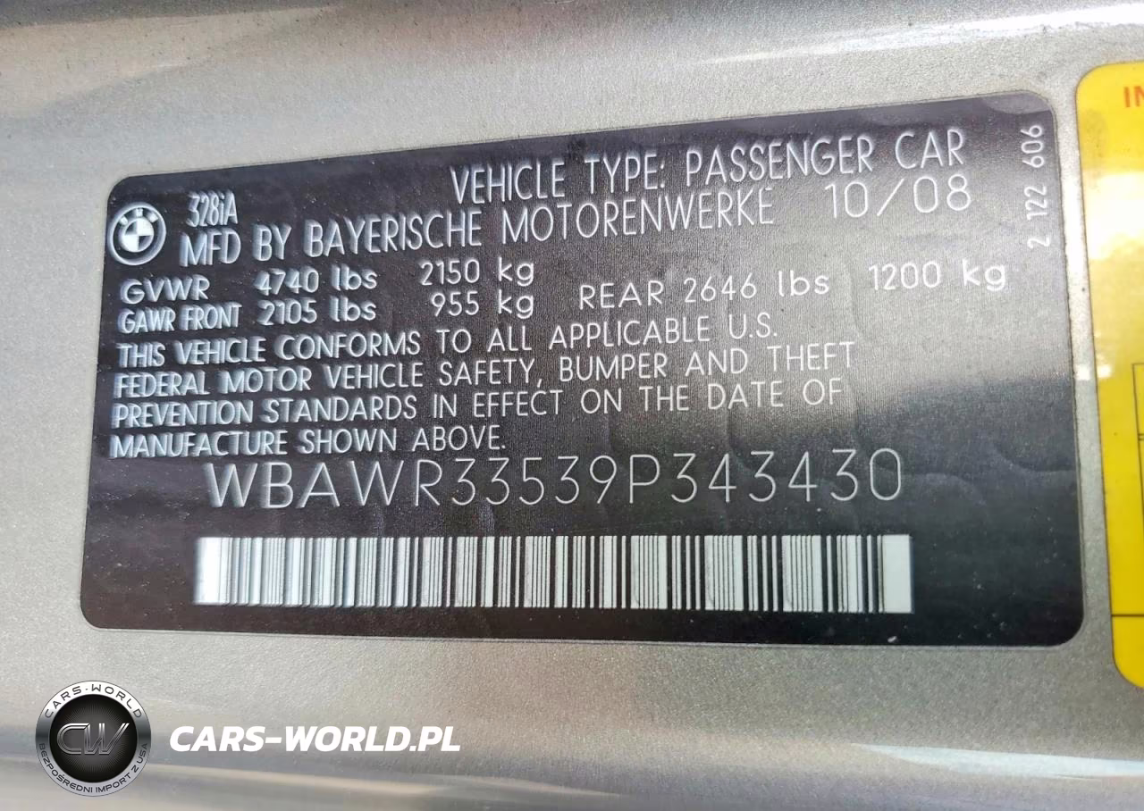 2009 BMW 328 I Sulev VIN:WBAWR33539P343430 - 12