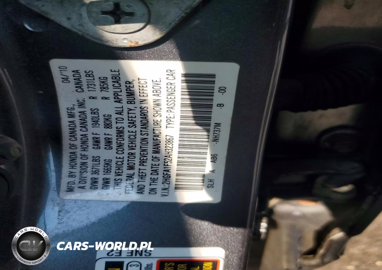 2010 Honda Civic Lx VIN:2HGFA1F52AH323867 - 13