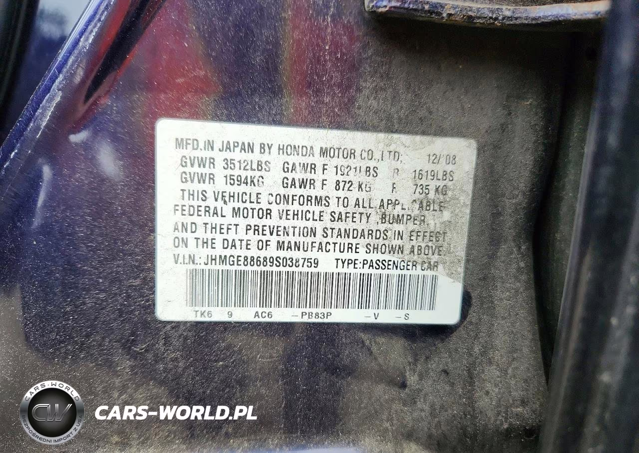2009 Honda Fit Sport VIN:JHMGE88689S038759 - 12