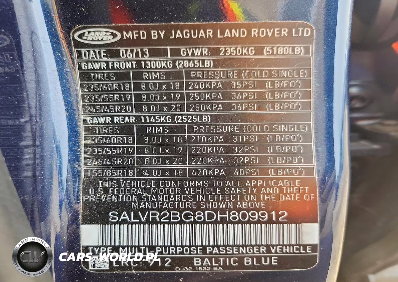 2013 Land Rover Range Rover Evoque Pure Premium VIN:SALVR2BG8DH809912 - 12