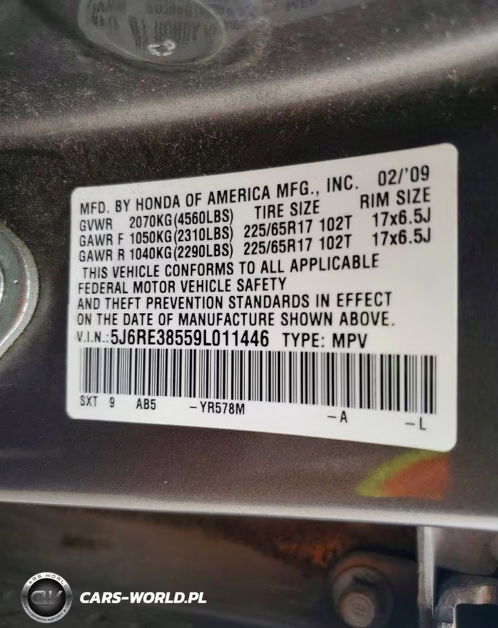 2009 Honda Cr-V Ex VIN:5J6RE38559L011446 - 13