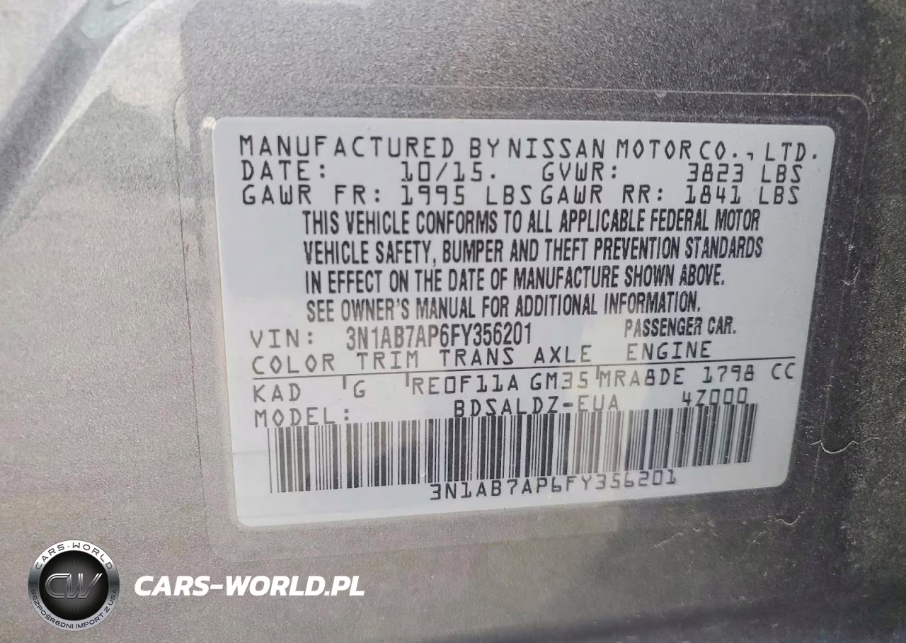 2015 Nissan Sentra Sv VIN:3N1AB7AP6FY356201 - 12