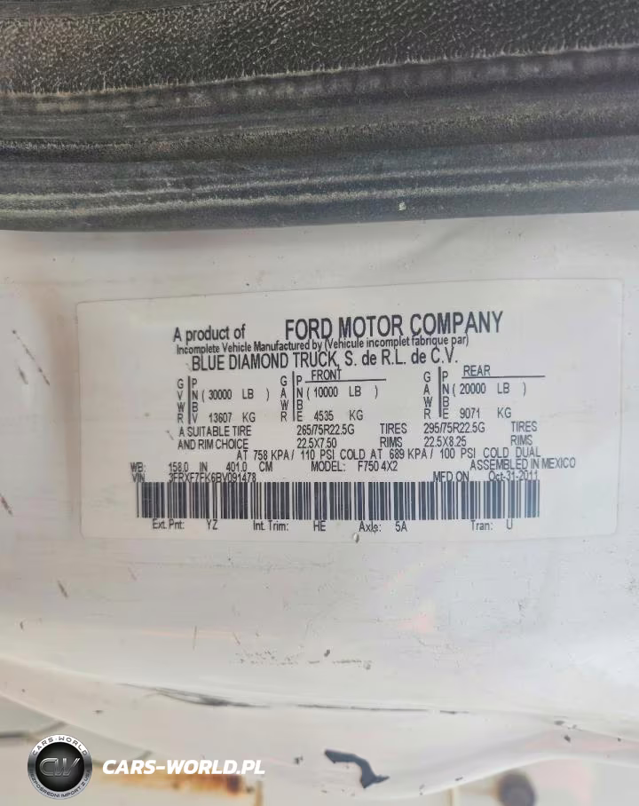 2011 Ford F750 Super Duty VIN:3FRXF7FK6BV091478 - 10