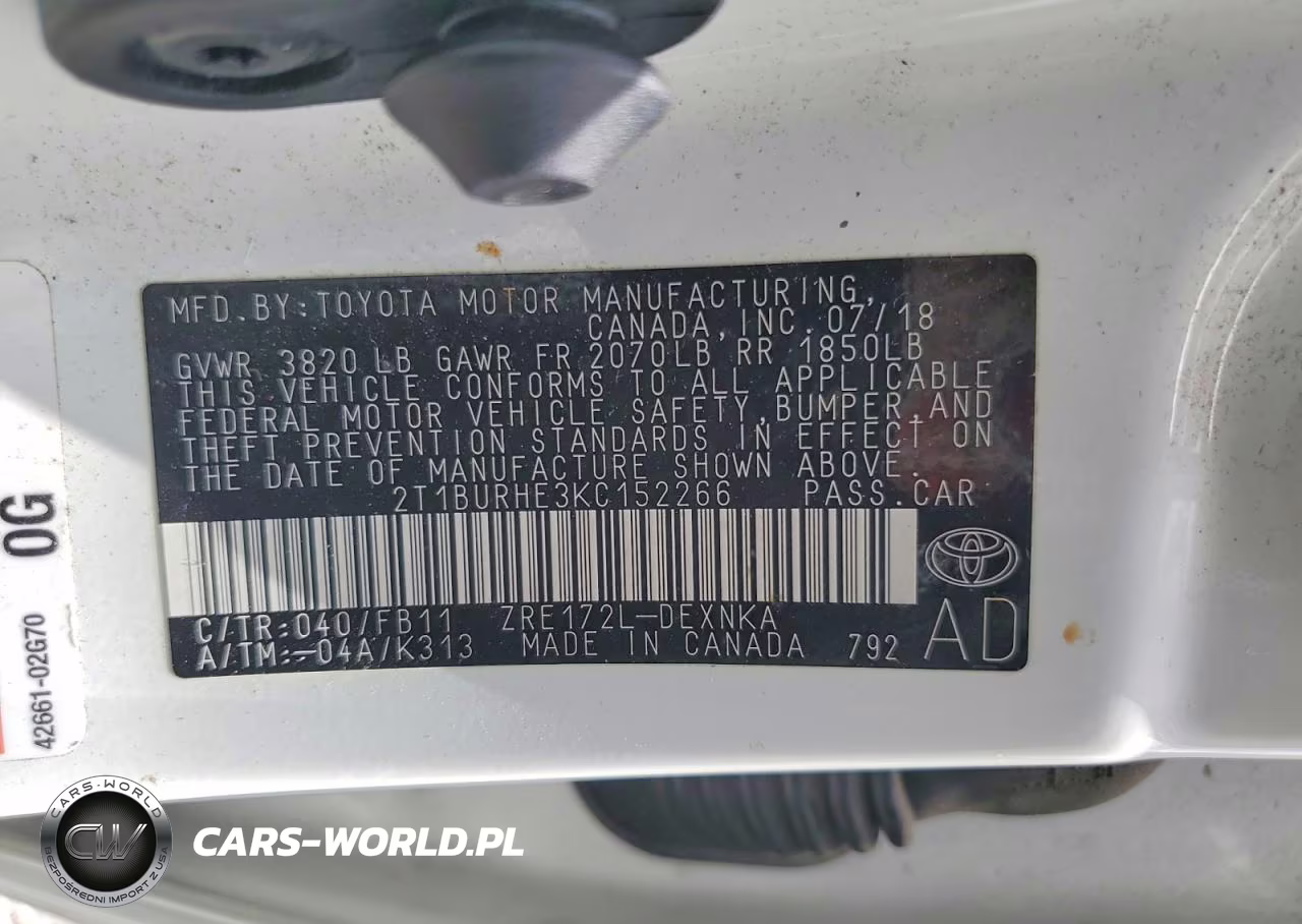 2019 Toyota Corolla Le VIN:2T1BURHE3KC152266 - 12