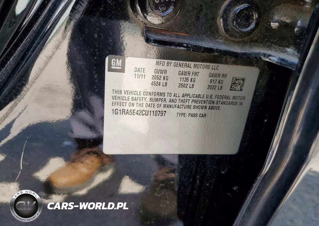 2012 Chevrolet Volt VIN:1G1RA6E42CU110797 - 12