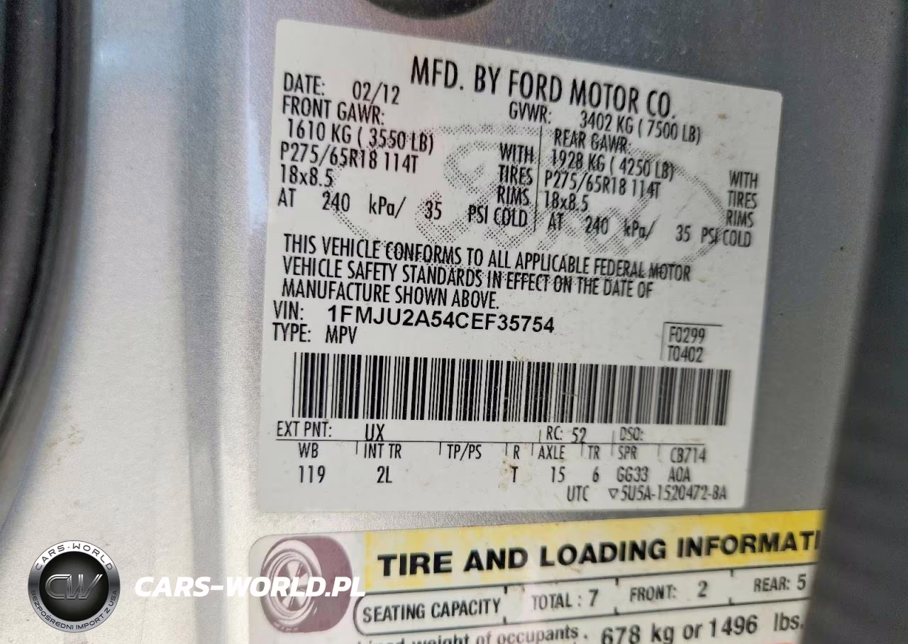 2012 Ford Expedition Limited VIN:1FMJU2A54CEF35754 - 14