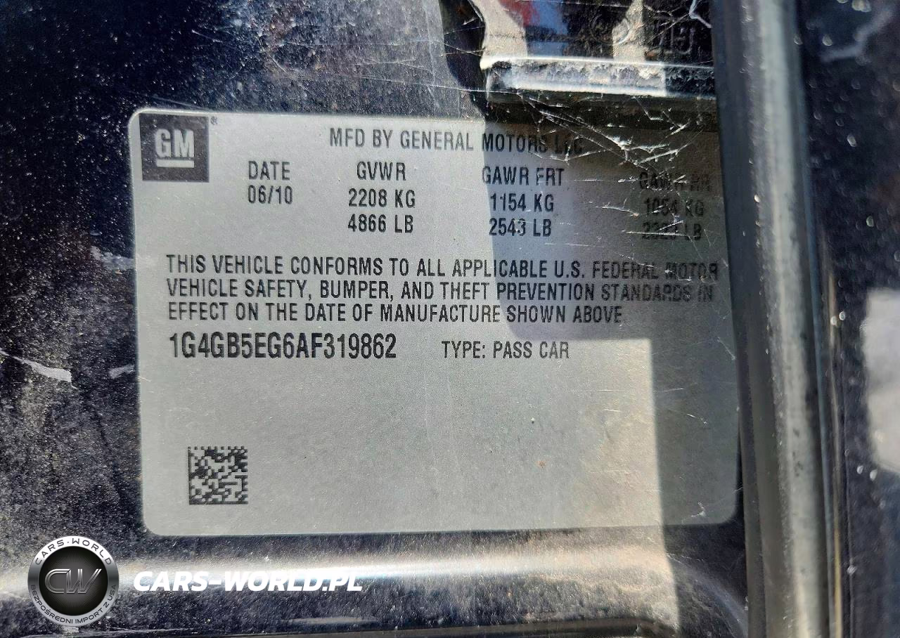 2010 Buick Lacrosse Cx VIN:1G4GB5EG6AF319862 - 12