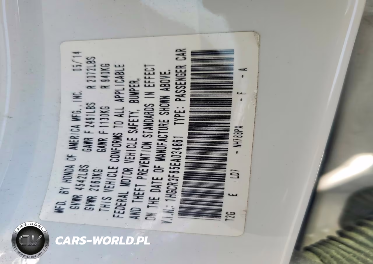 2014 Honda Accord Exl VIN:1HGCR3F85EA034861 - 12
