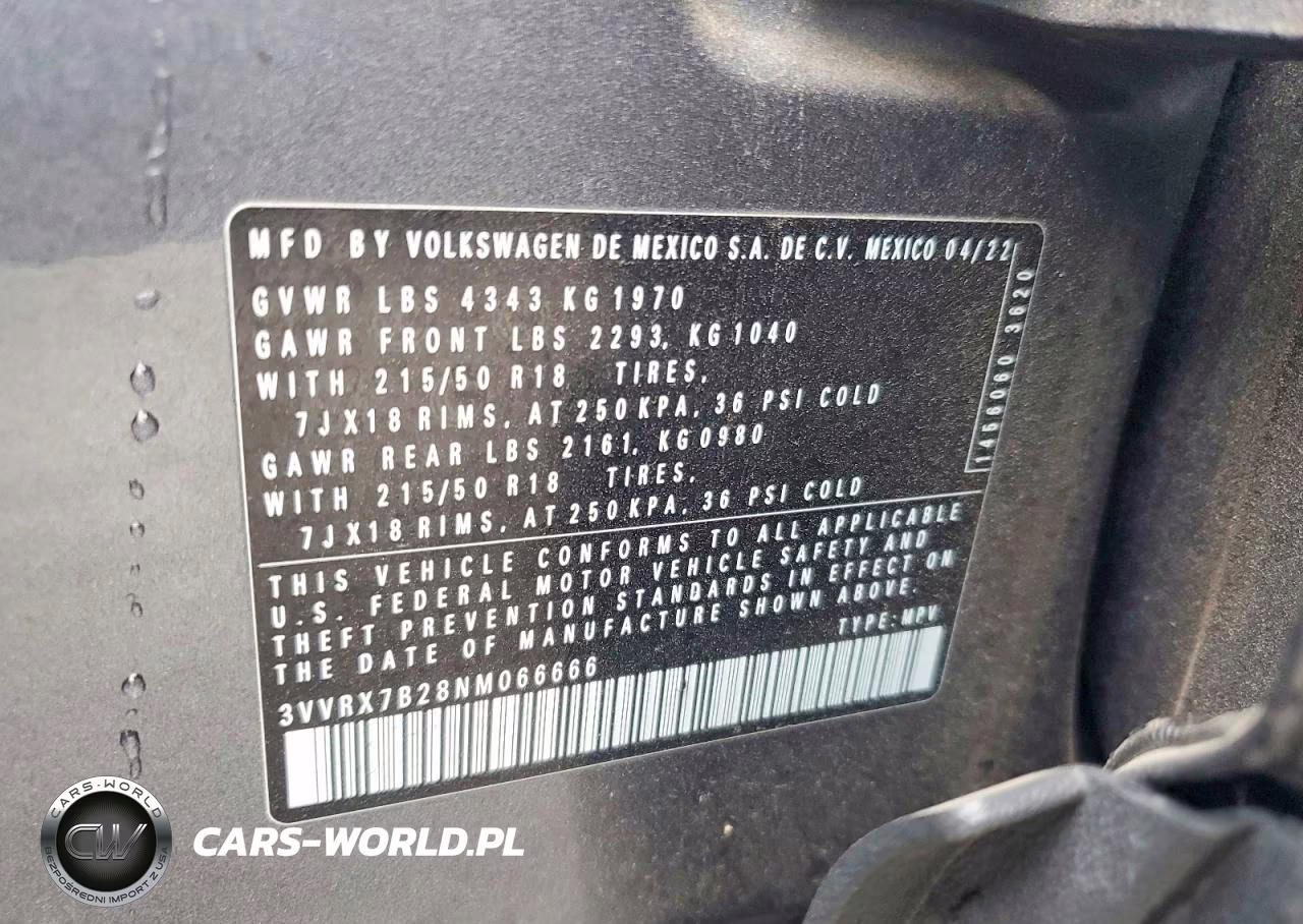 2022 Volkswagen Taos Se VIN:3VVRX7B28NM066666 - 13