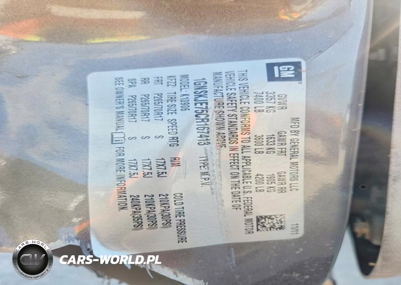 2012 Chevrolet Suburban K1500 Lt VIN:1GNSKJE75CR167413 - 13