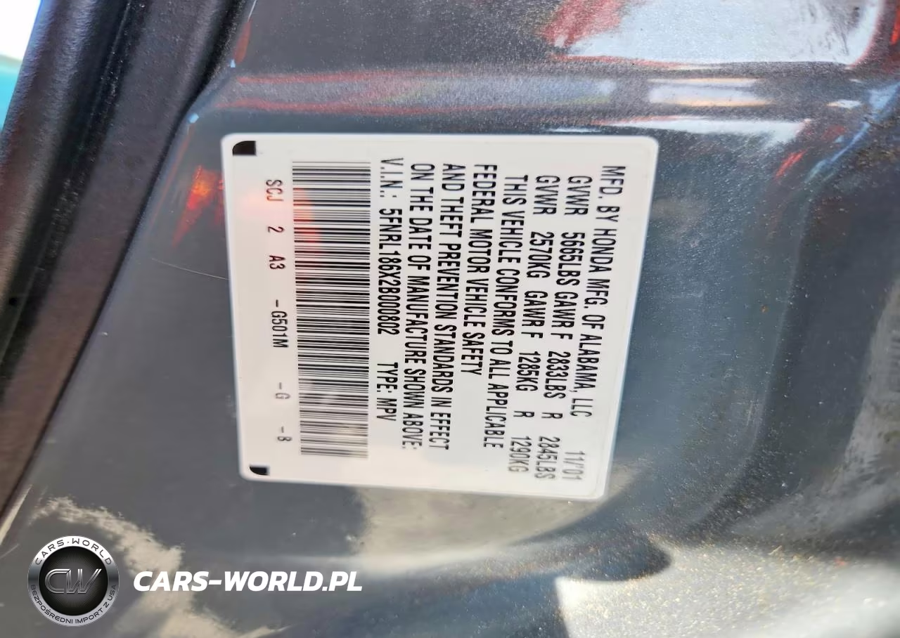 2002 Honda Odyssey Ex VIN:5FNRL186X2B000802 - 13