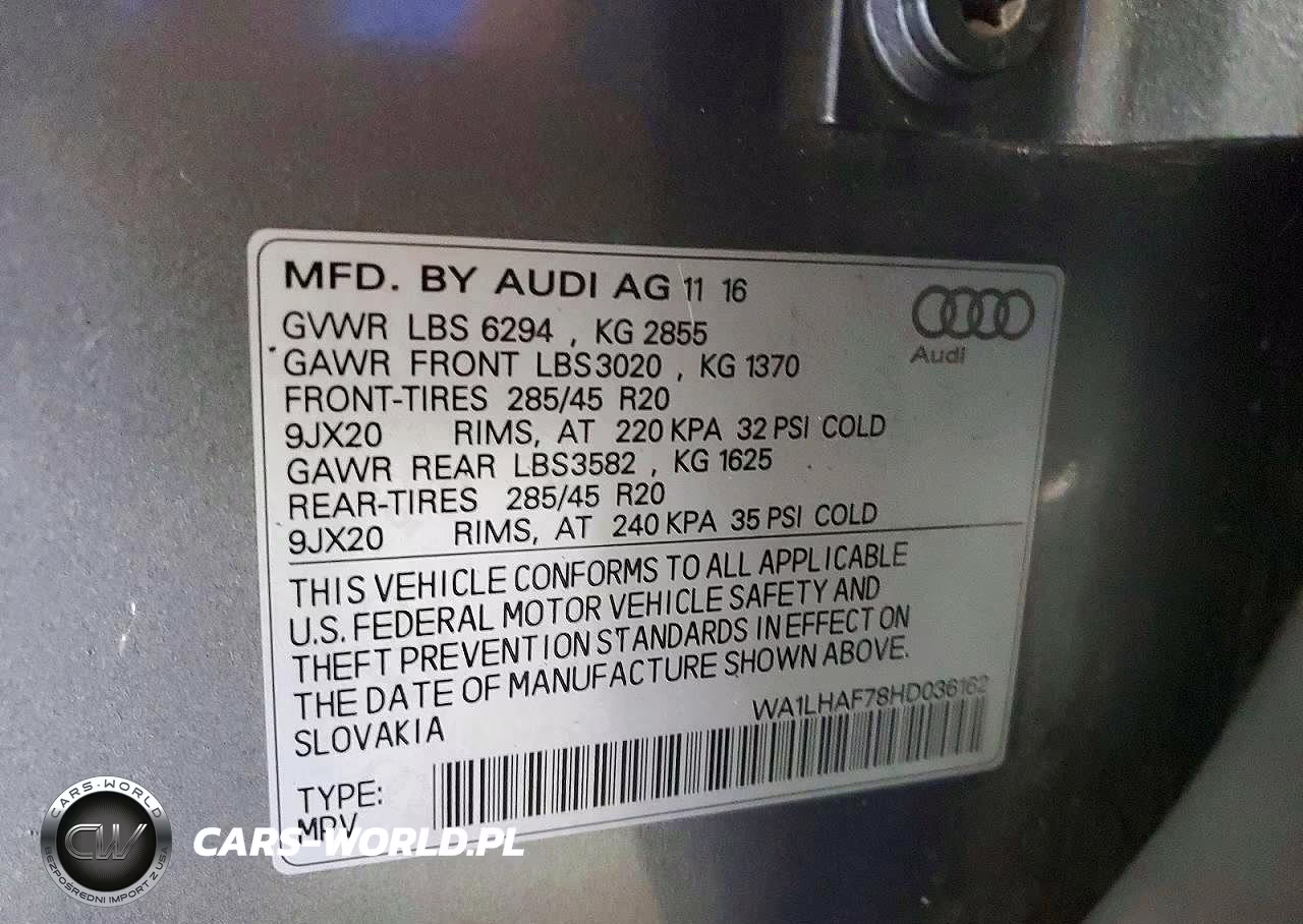 2017 Audi Q7 Premium Plus VIN:WA1LHAF78HD036162 - 13
