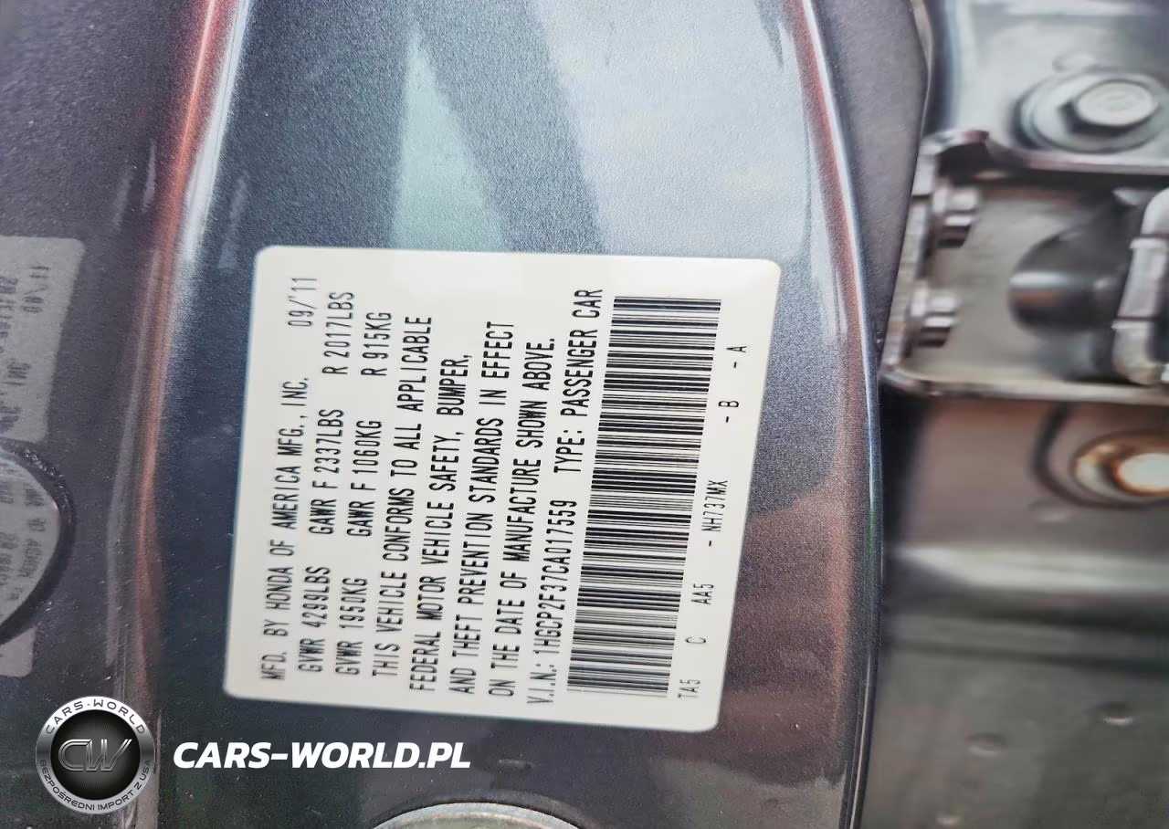 2012 Honda Accord Lx VIN:1HGCP2F37CA017559 - 12