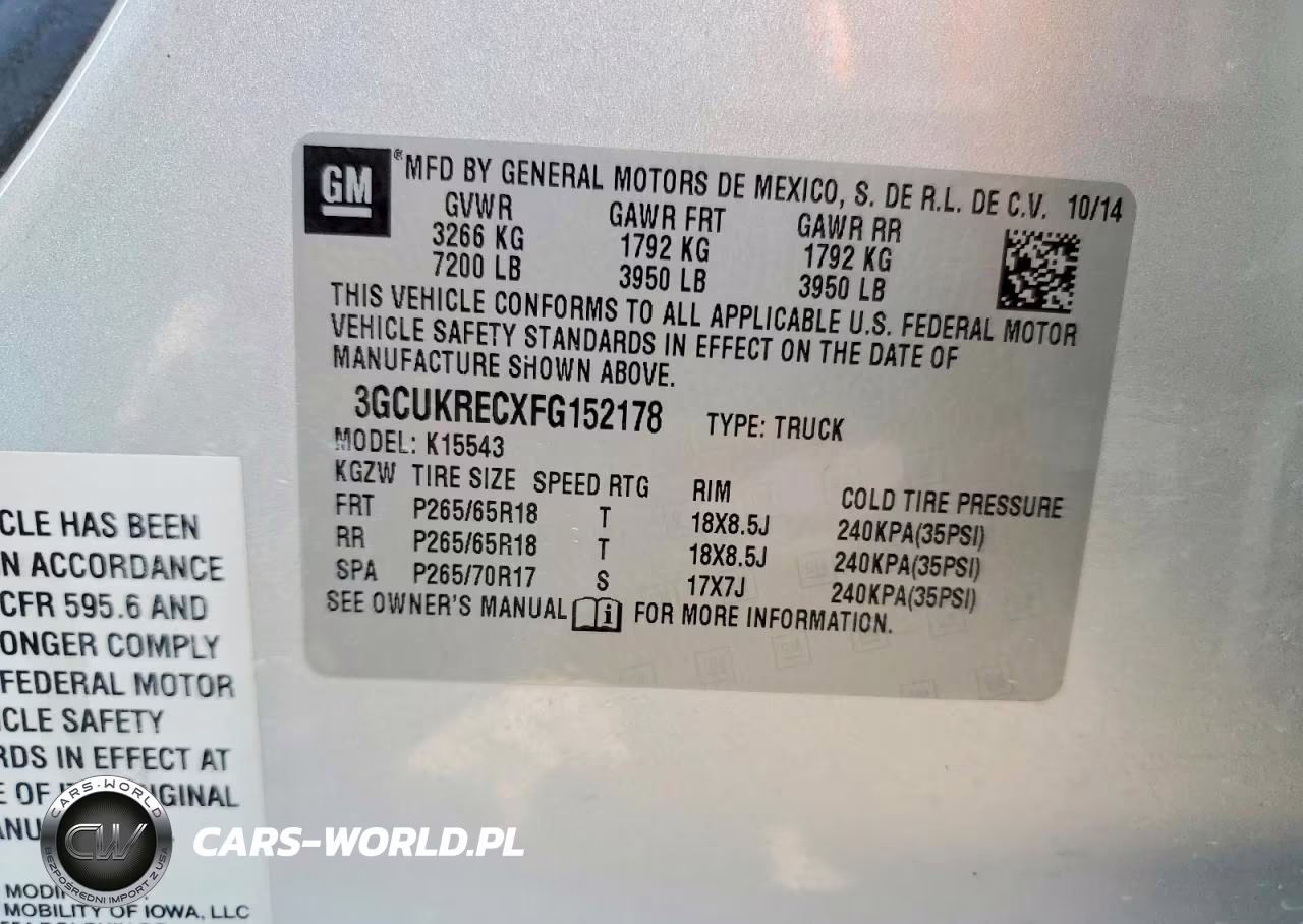 2015 Chevrolet Silverado K1500 Lt VIN:3GCUKRECXFG152178 - 12