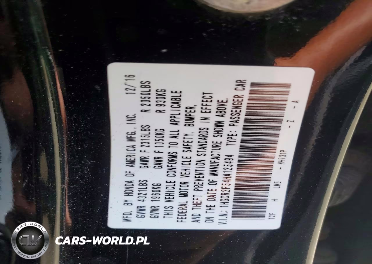 2017 Honda Accord Sport VIN:1HGCR2F54HA125494 - 12