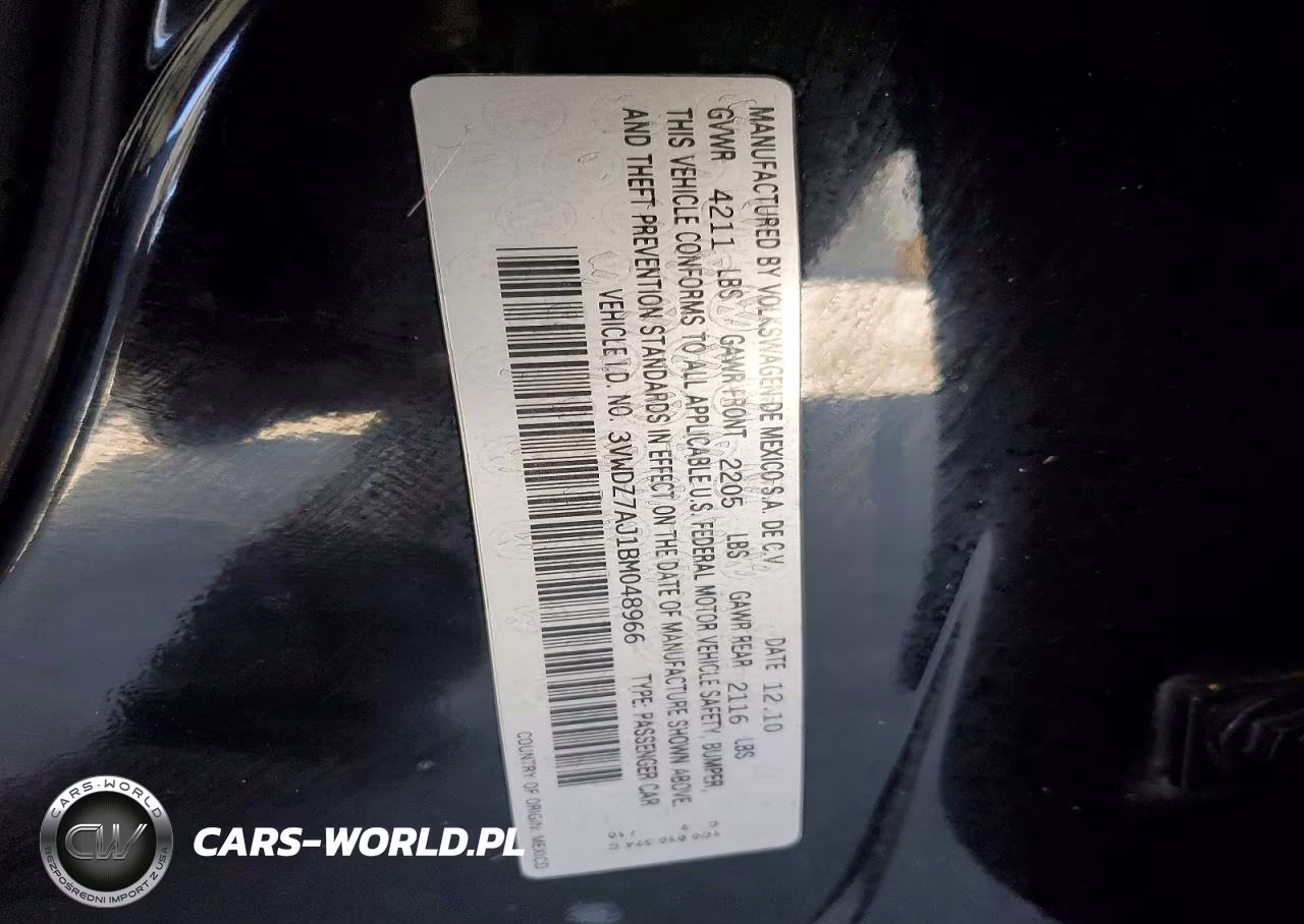 2011 Volkswagen Jetta Se VIN:3VWDZ7AJ1BM048966 - 12