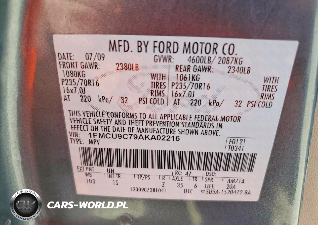 2010 Ford Escape Xls VIN:1FMCU9C79AKA02216 - 13