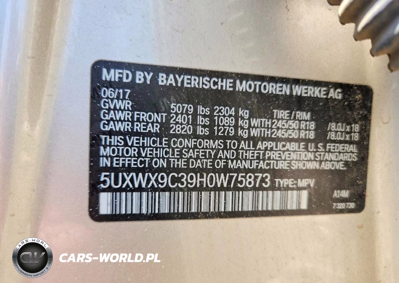 2017 BMW X3 xDrive28I VIN:5UXWX9C39H0W75873 - 13