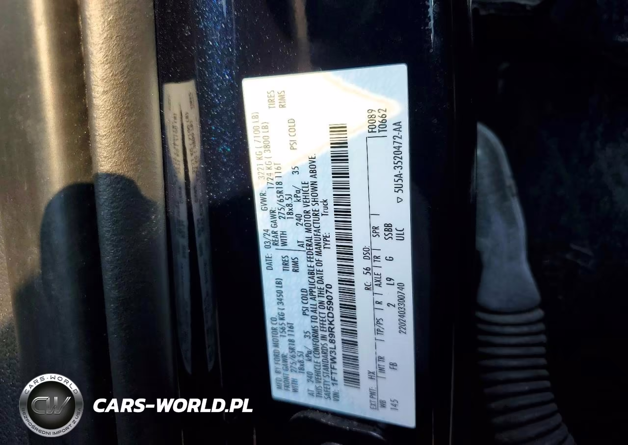 2024 Ford F150 Xlt VIN:1FTFW3L89RKD59070 - 13