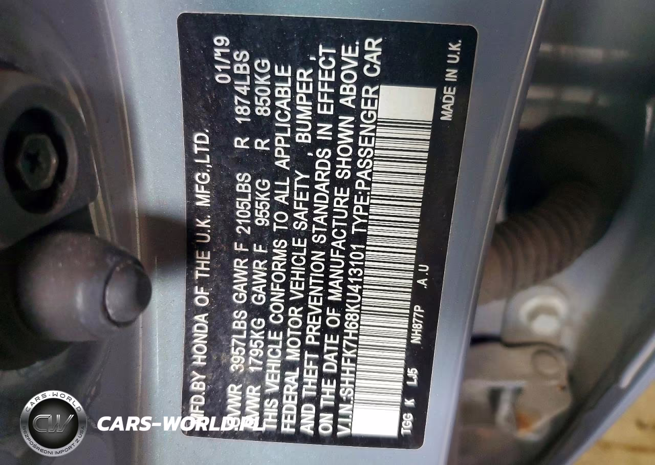 2019 Honda Civic Ex VIN:SHHFK7H68KU413101 - 12