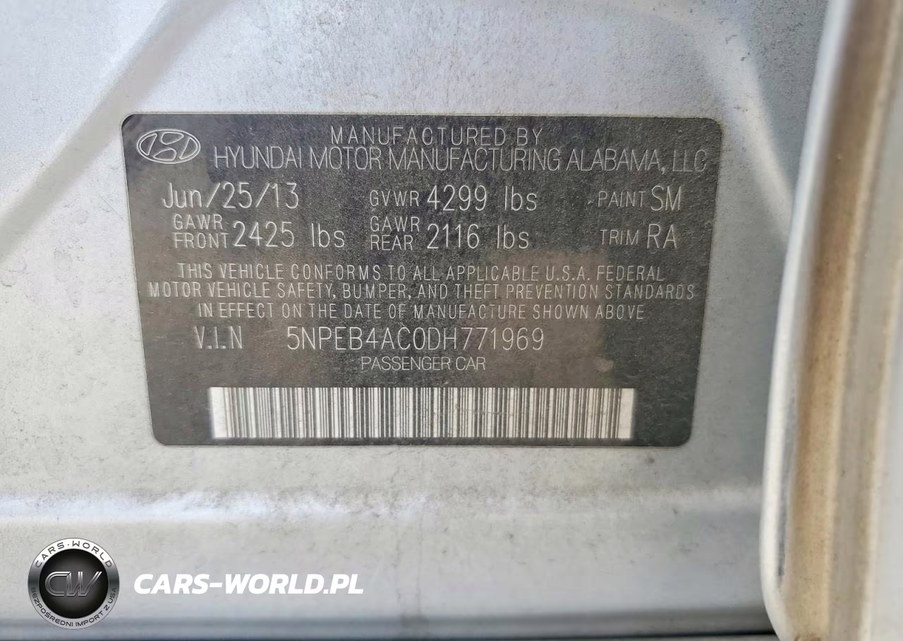 2013 Hyundai Sonata Gls VIN:5NPEB4AC0DH771969 - 12