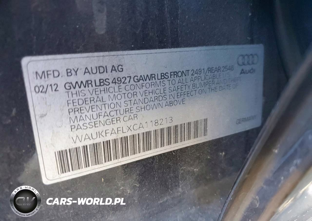 2012 Audi A4 Prestige VIN:WAUKFAFLXCA118213 - 13
