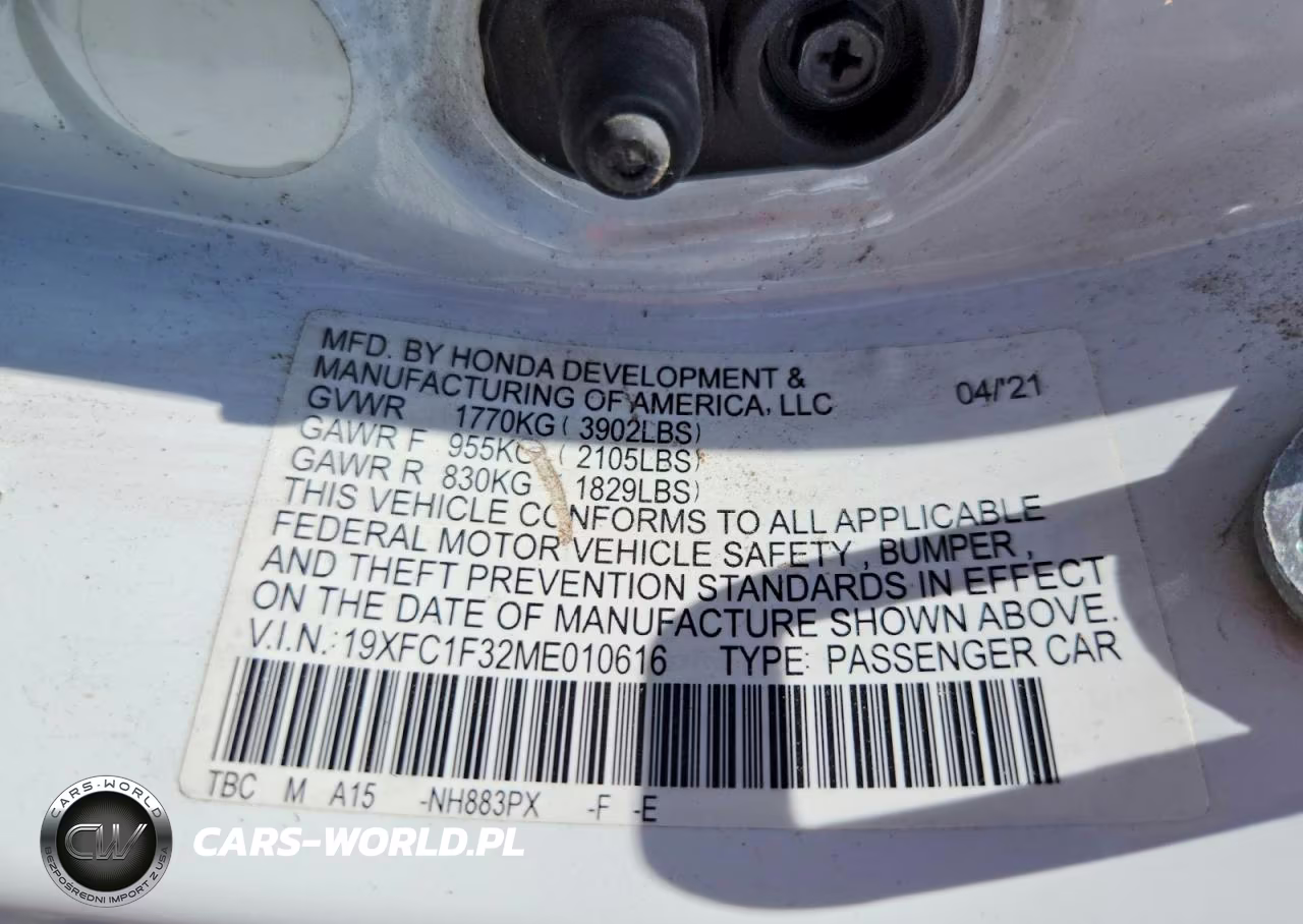 2021 Honda Civic Ex VIN:19XFC1F32ME010616 - 12