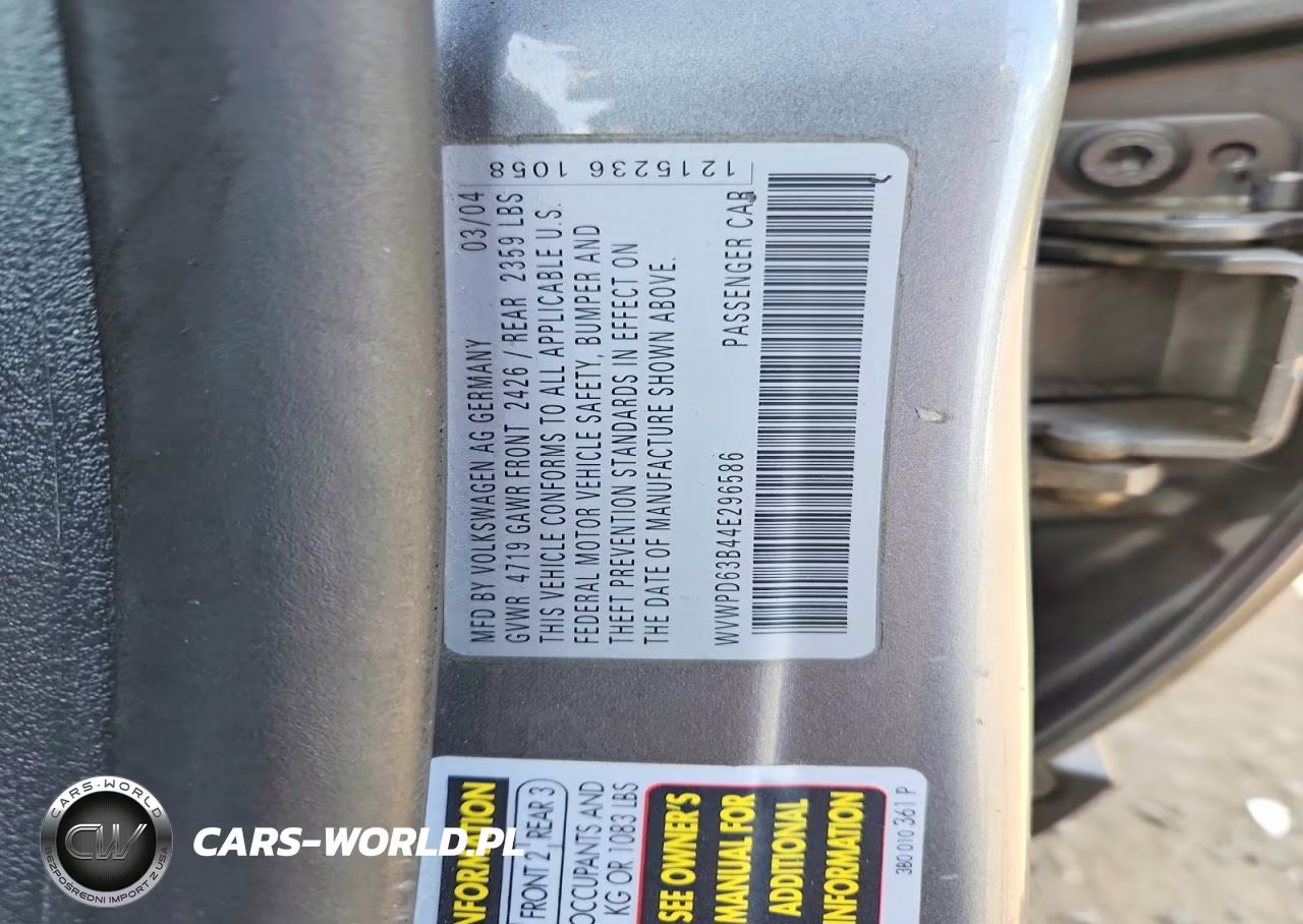 2004 Volkswagen Passat Gls VIN:WVWPD63B44E296586 - 12