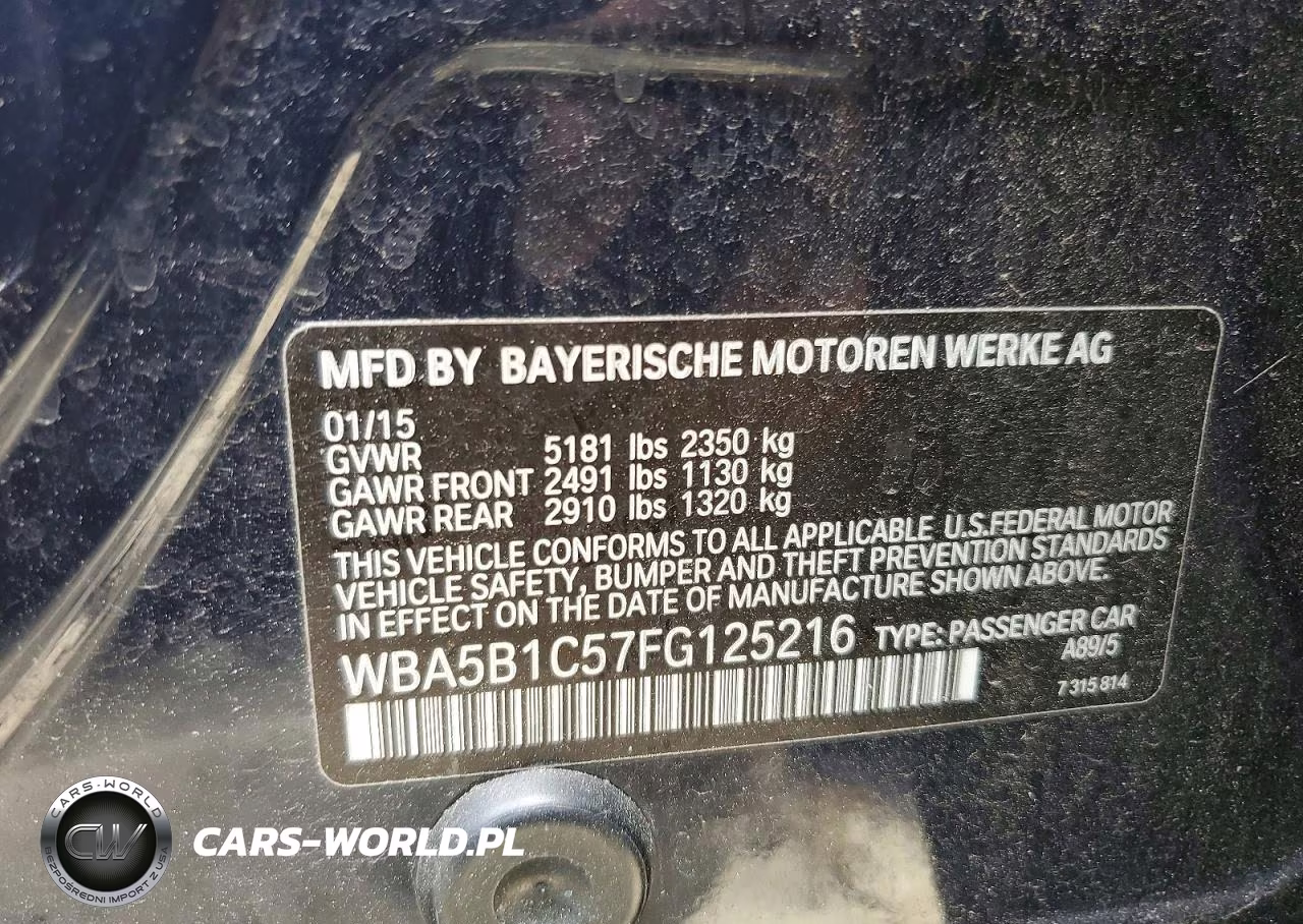 2015 BMW 535 I VIN:WBA5B1C57FG125216 - 12