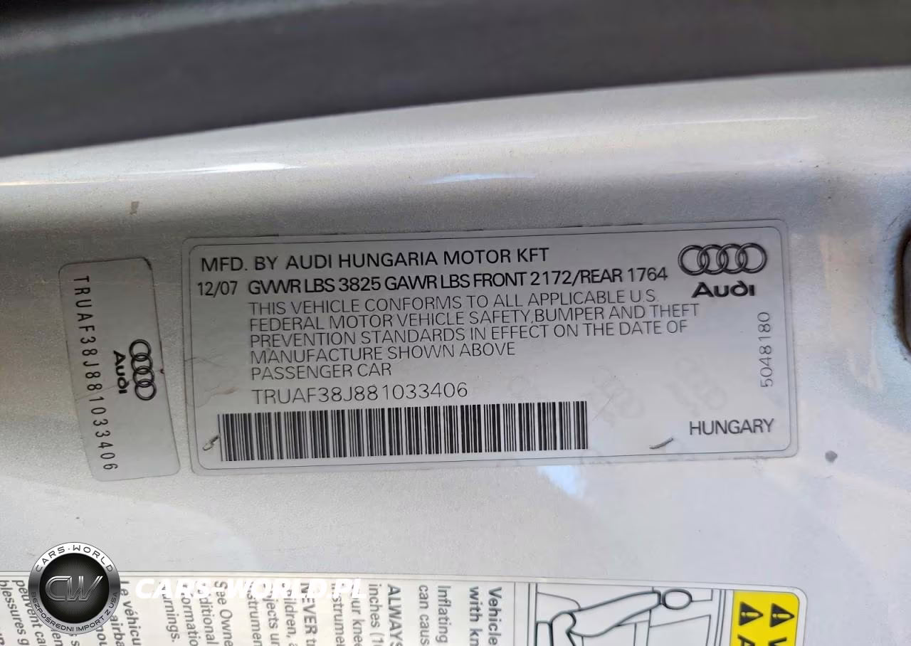 2008 Audi Tt 2.0T VIN:TRUAF38J881033406 - 12