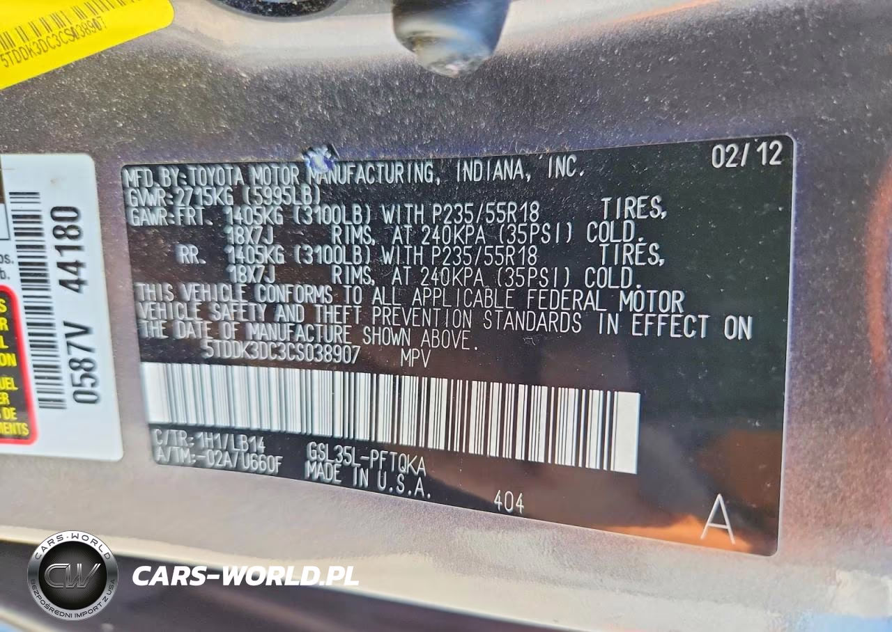 2012 Toyota Sienna Xle 7-Passenger VIN:5TDDK3DC3CS038907 - 13