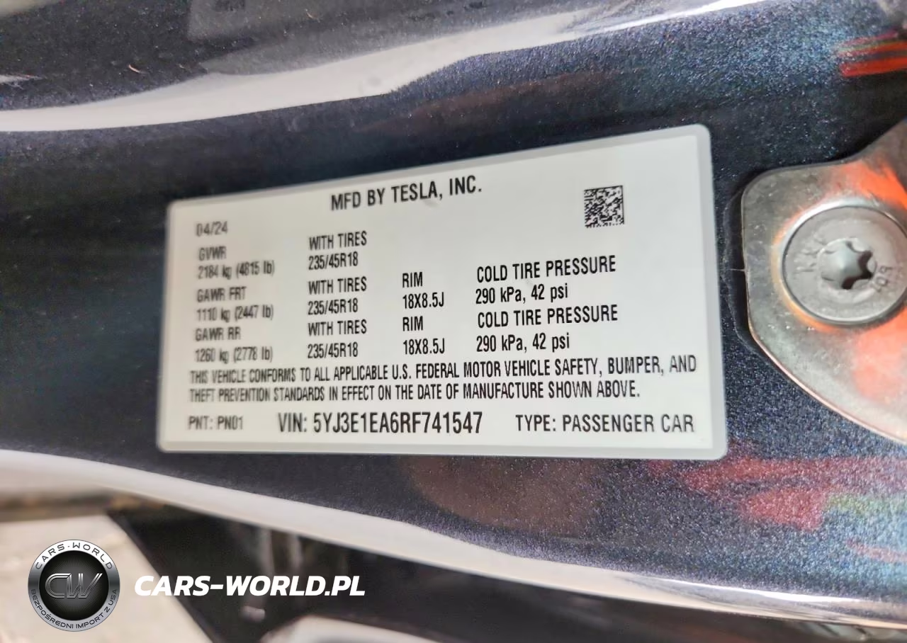 2024 Tesla Model 3 VIN:5YJ3E1EA6RF741547 - 12