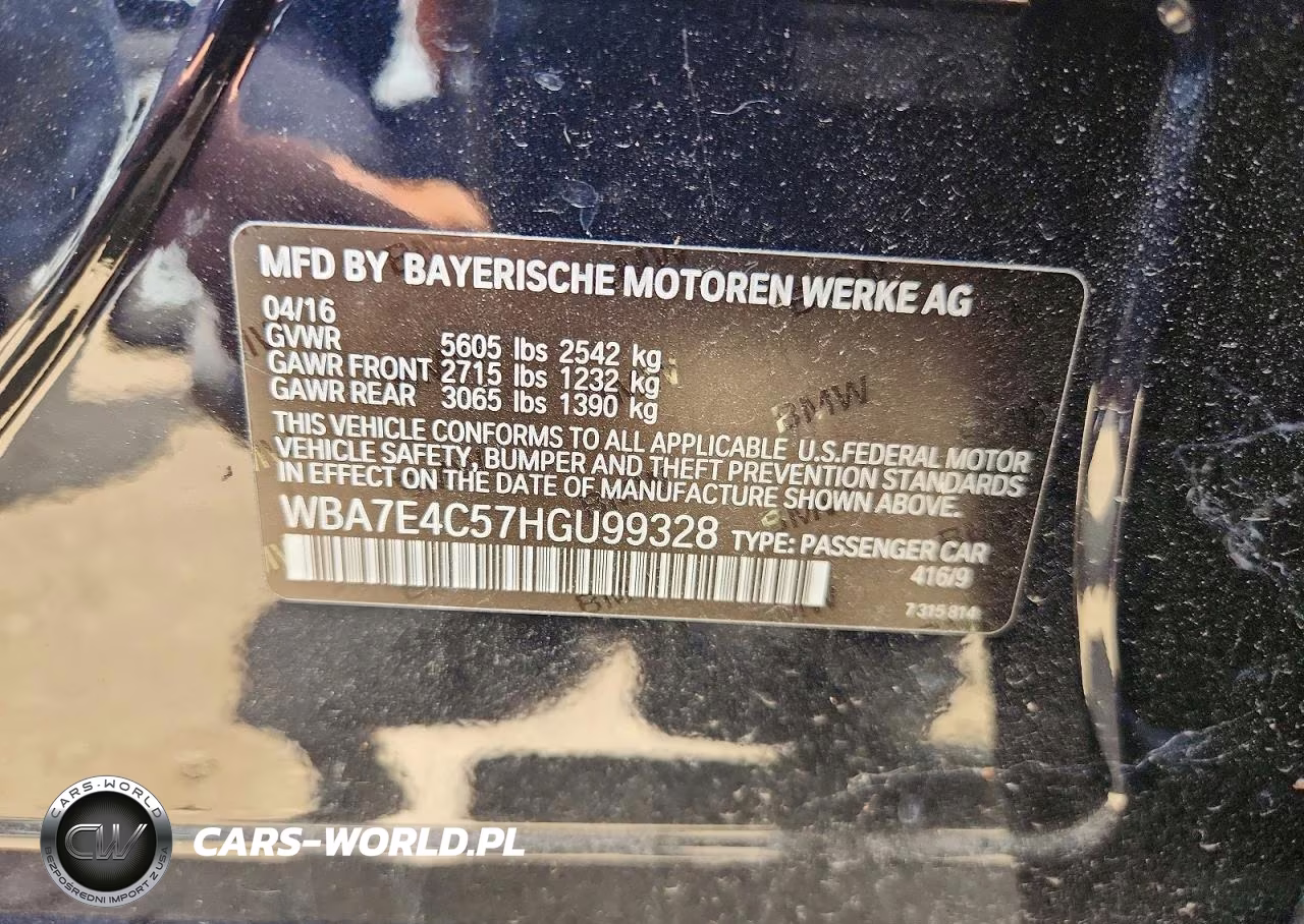2017 BMW 740 Xi VIN:WBA7E4C57HGU99328 - 12