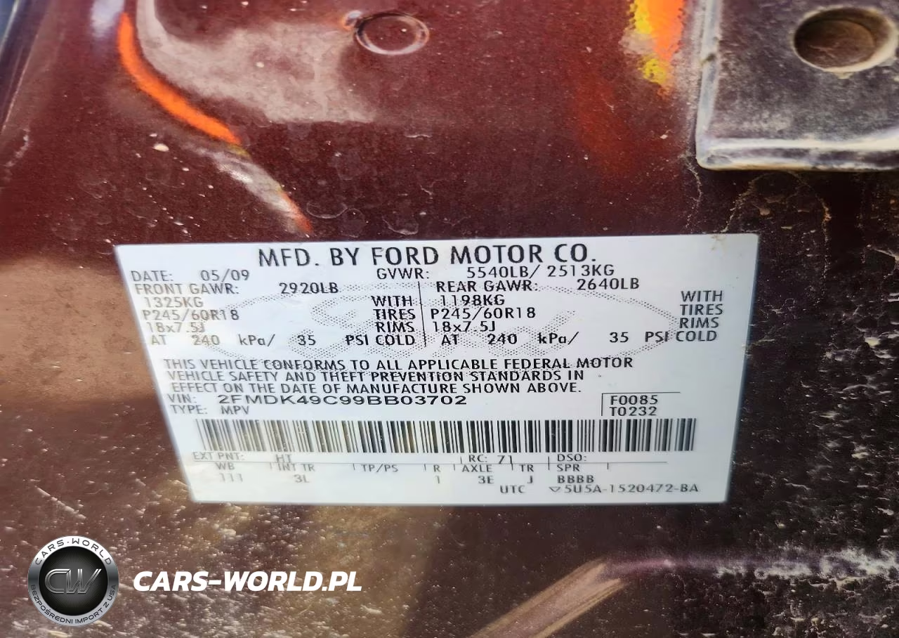 2009 Ford Edge Limited VIN:2FMDK49C99BB03702 - 13